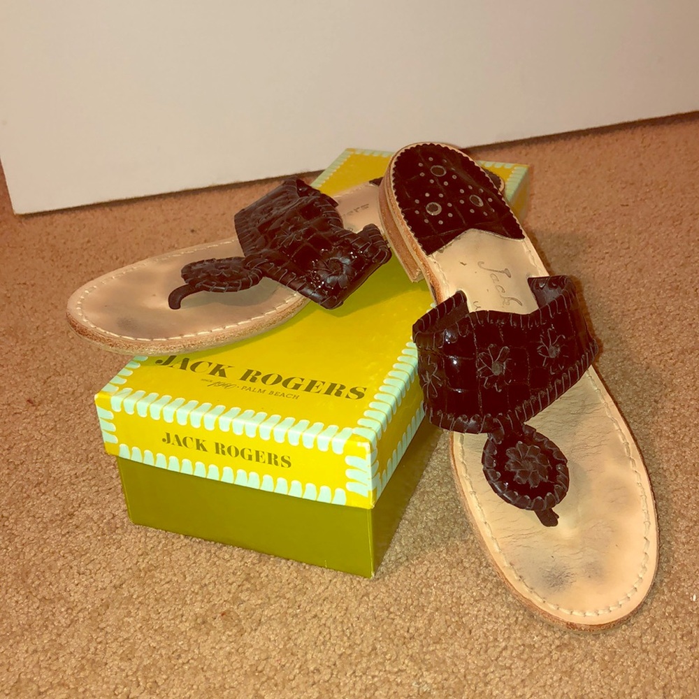 Black/ croc Jack Rogers